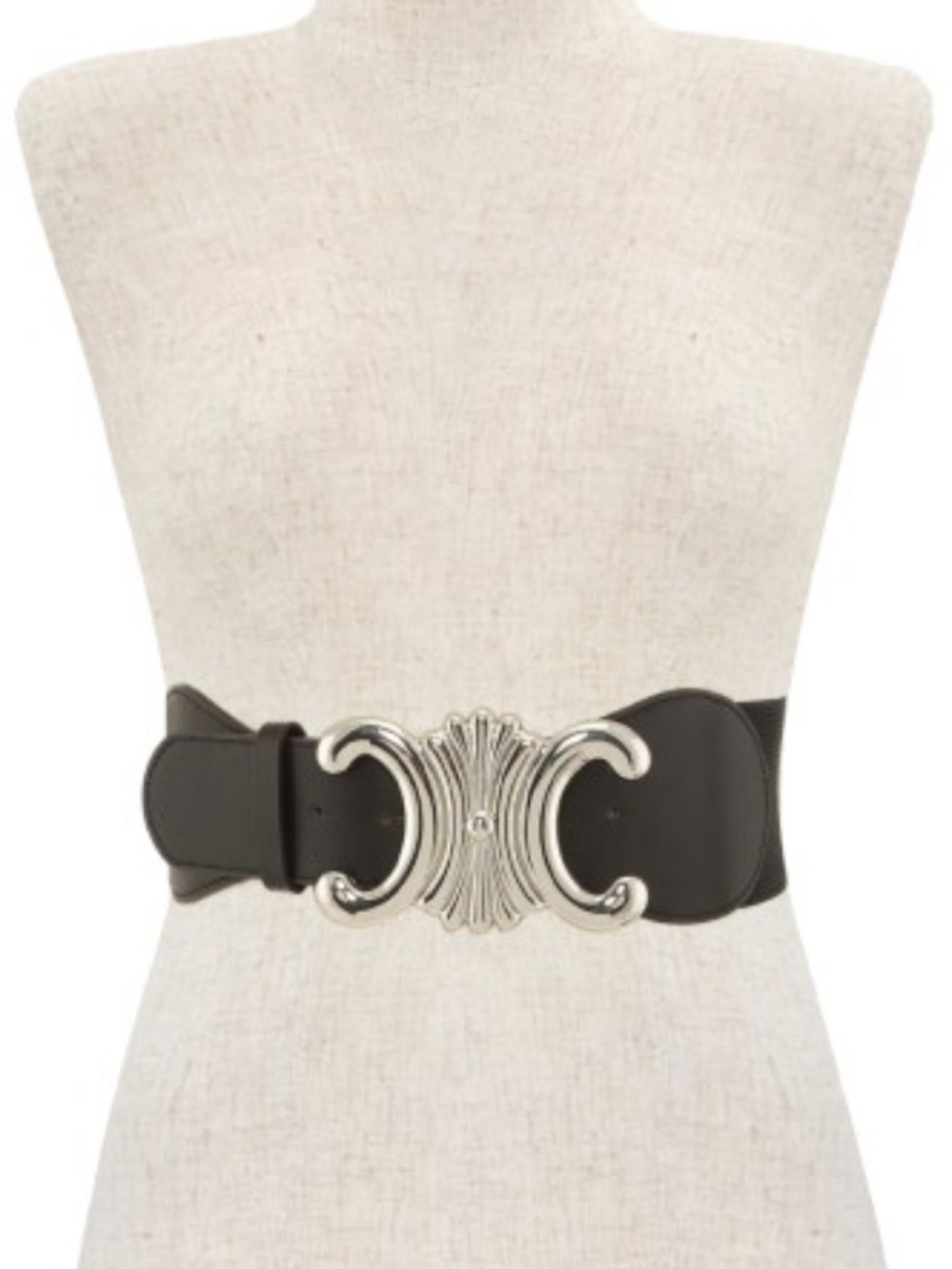 RESTOCKED Wide Black Waist Belt with Decorative  Buckle